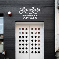 White doors to pizza shop