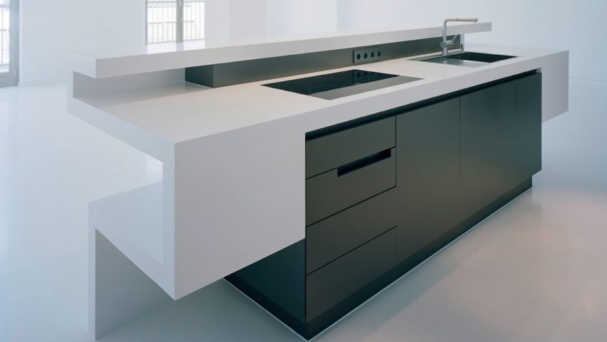 Corian Solid Surface range used across kitchen countertops in a Berlin apartment