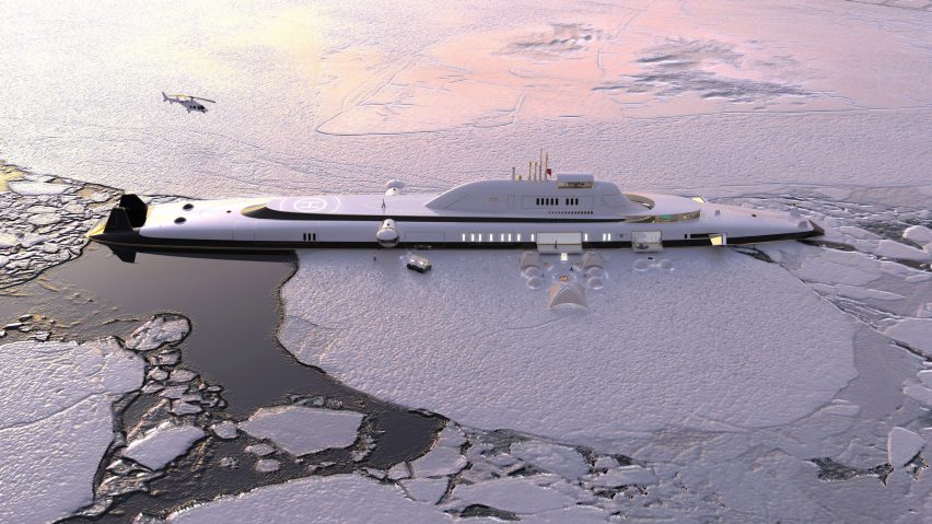 Render of Migaloo M5 submersible superyacht