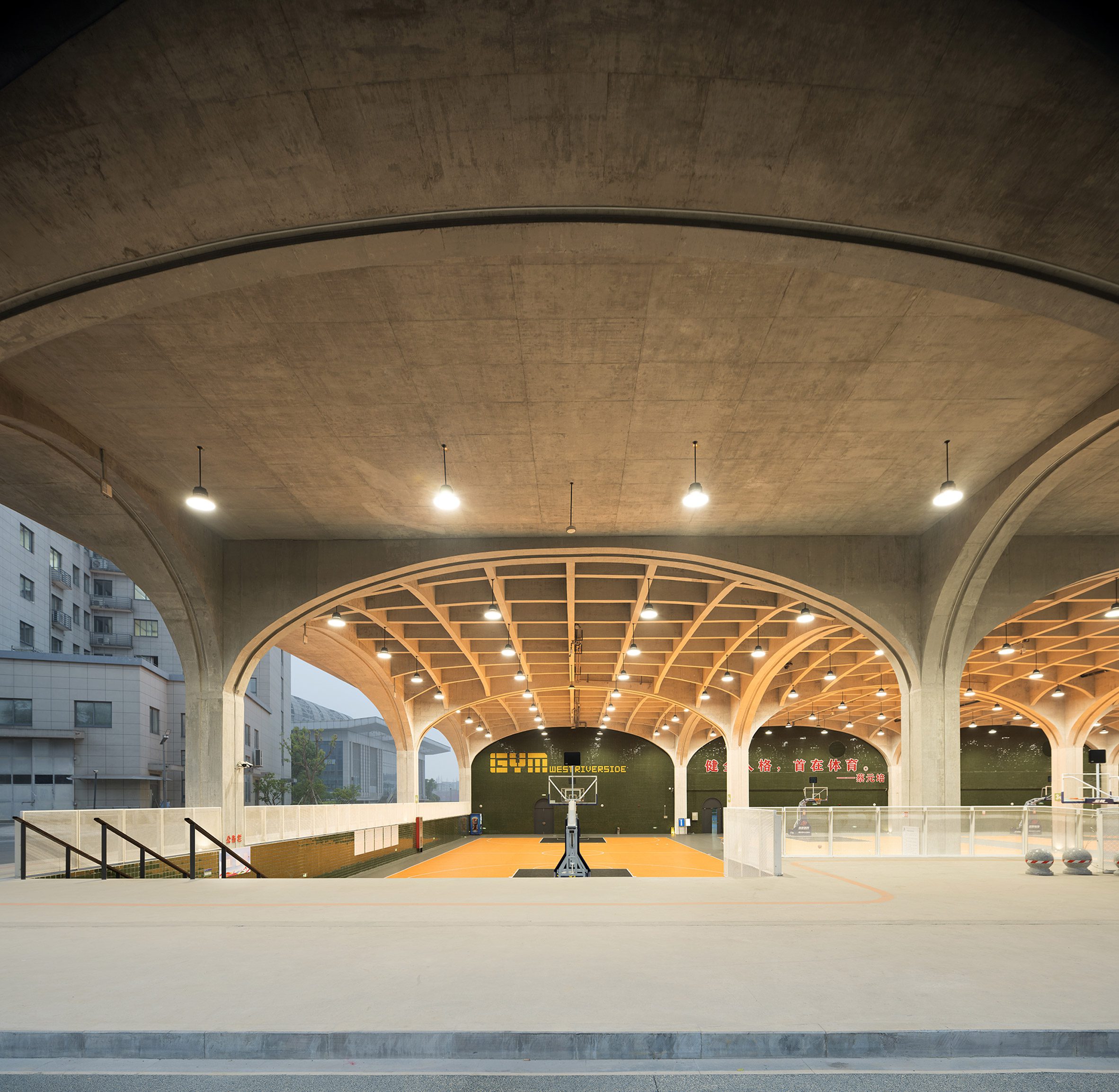 Interior of Hexi Sports Field by The Architectural Design and Research Institute of Zhejiang University (UAD)