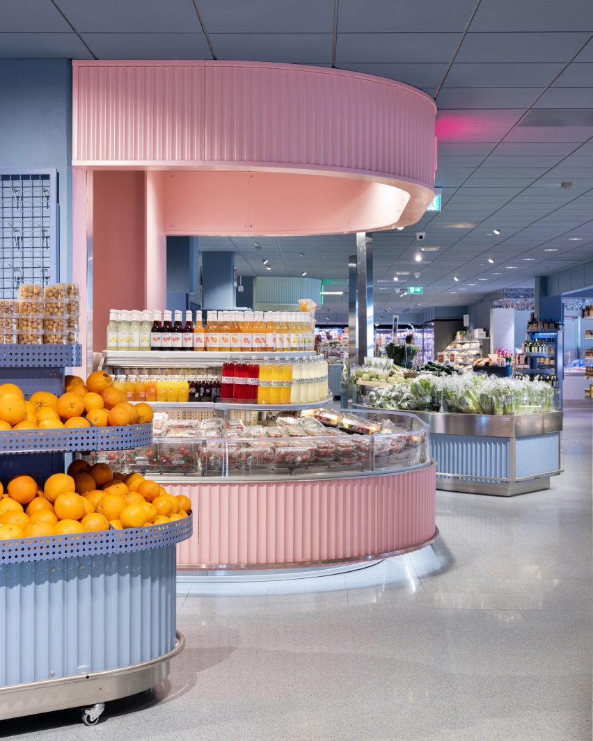 Pink and blue food counters