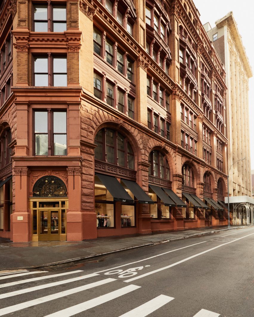 Exterior view of red sandstone building at 644 Broadway