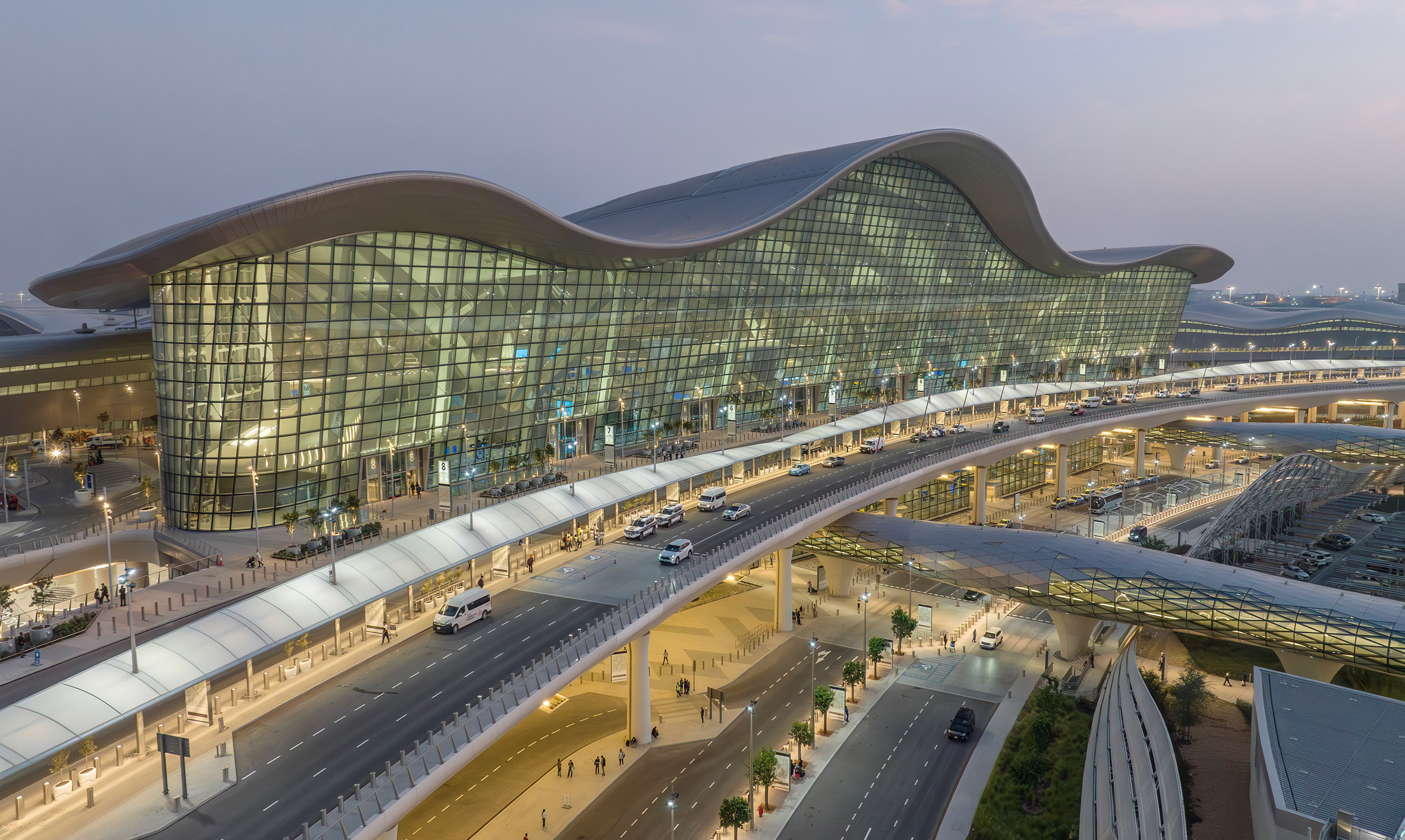 Exterior view of Terminal A at Zayed International Airport