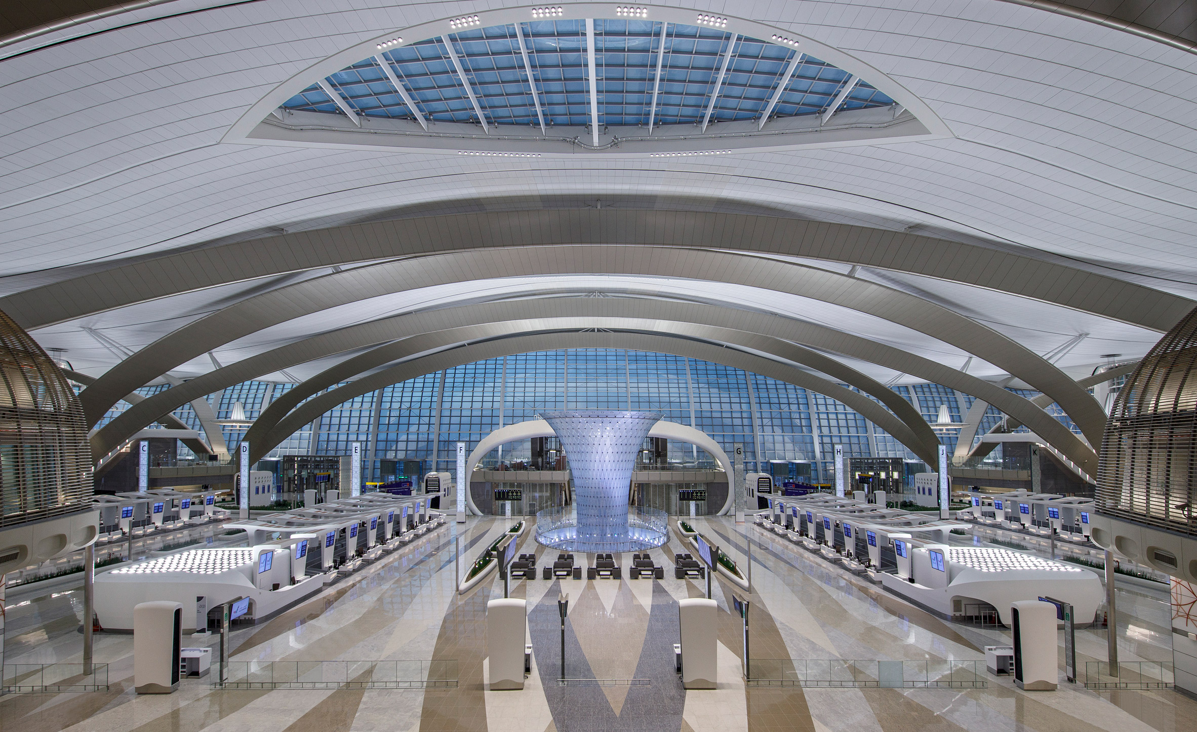 Terminal A interior in Abu Dhabi by KPF