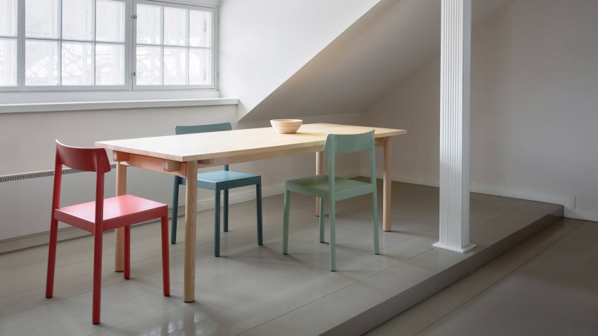 Blue, red and green Kumu chairs by Pekka Koivikko for Nikari