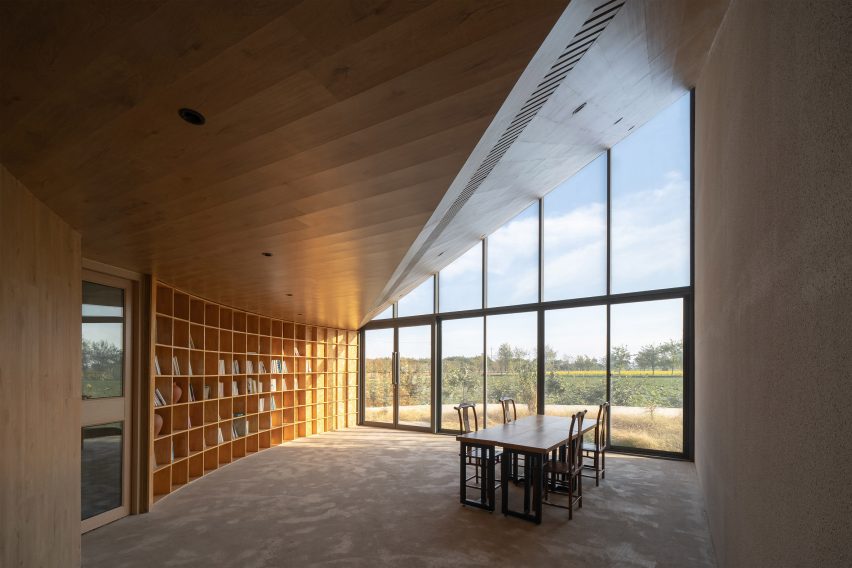 Reading room interior at library by Atelier Xi