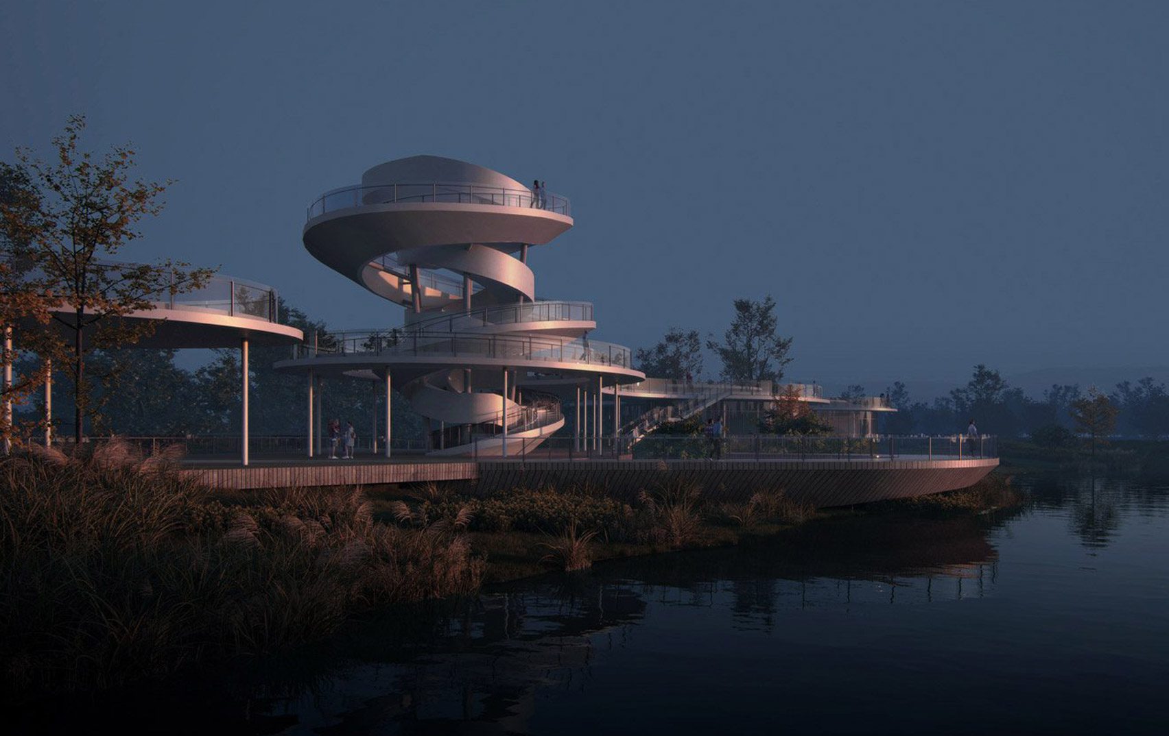 Lujiatan Wetland Park visitor centre, Chengdu, by MUDA Architects