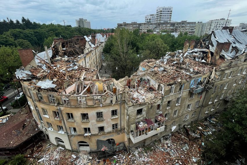 Buildings in Lviv damaged by missile strikes