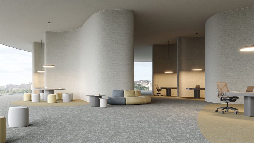 Image of the Modus carpet tiles by Modulyss on an office floor