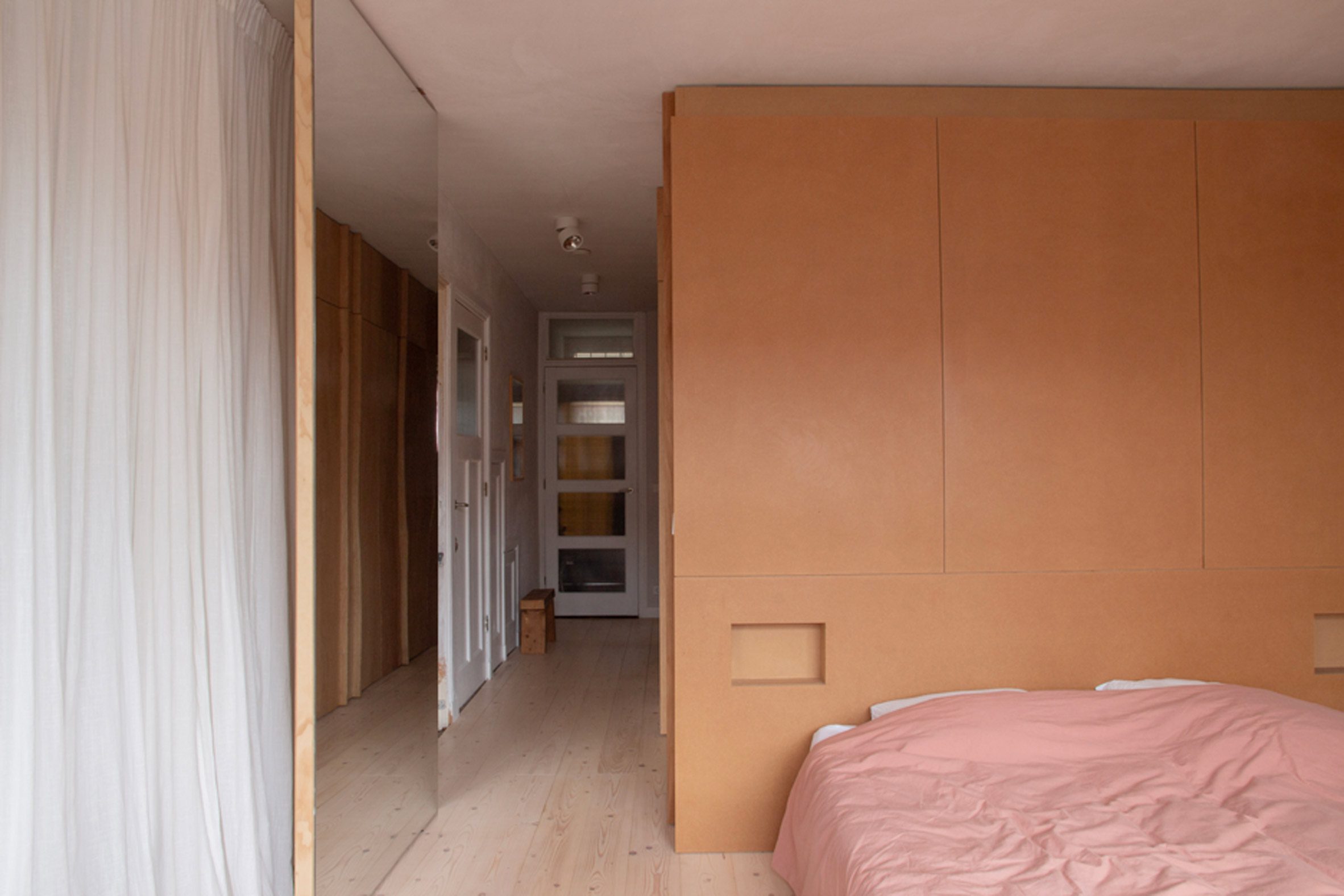 Bedroom unit in Ulli Heckmann's compact apartment in Rotterdam