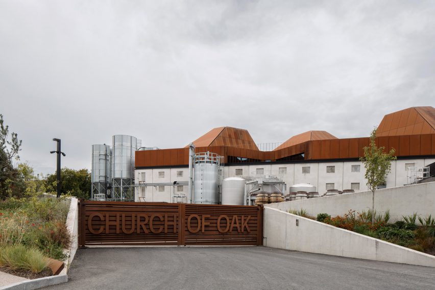Entry to ODOS Architects' Church Oak Distillery in Ireland