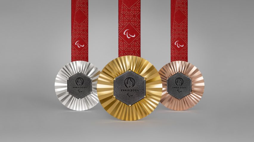 Red, silver and bronze medal from Paris 2024 olympics