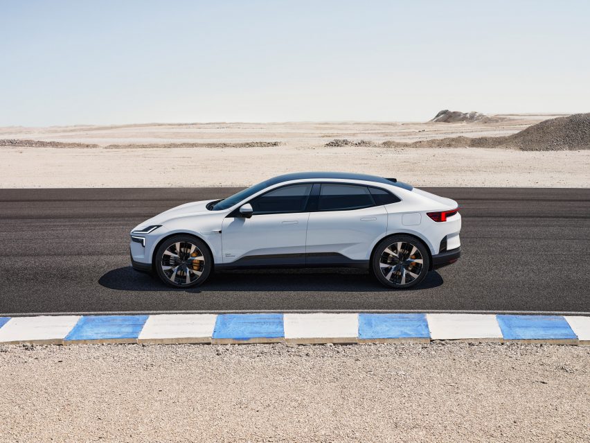 Image of a white Polestar 4 car on the road