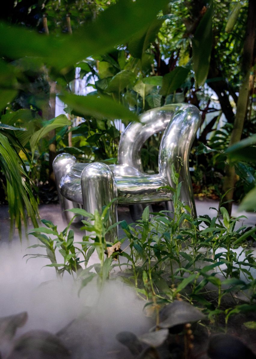 Silver version of Reality chair designed in virtual reality by Alexander Lervik and Gustav Winsth