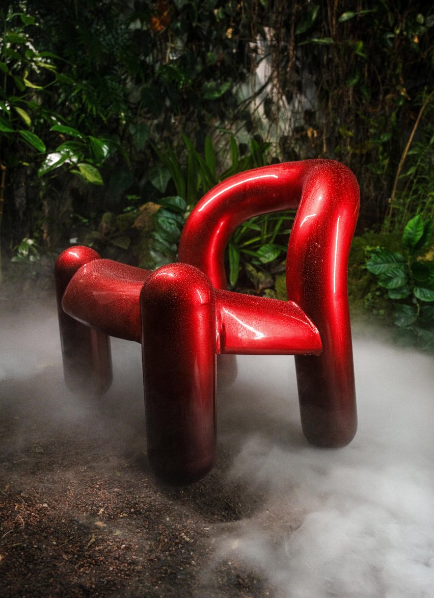 Red version of Reality chair designed in virtual reality by Alexander Lervik and Gustav Winsth