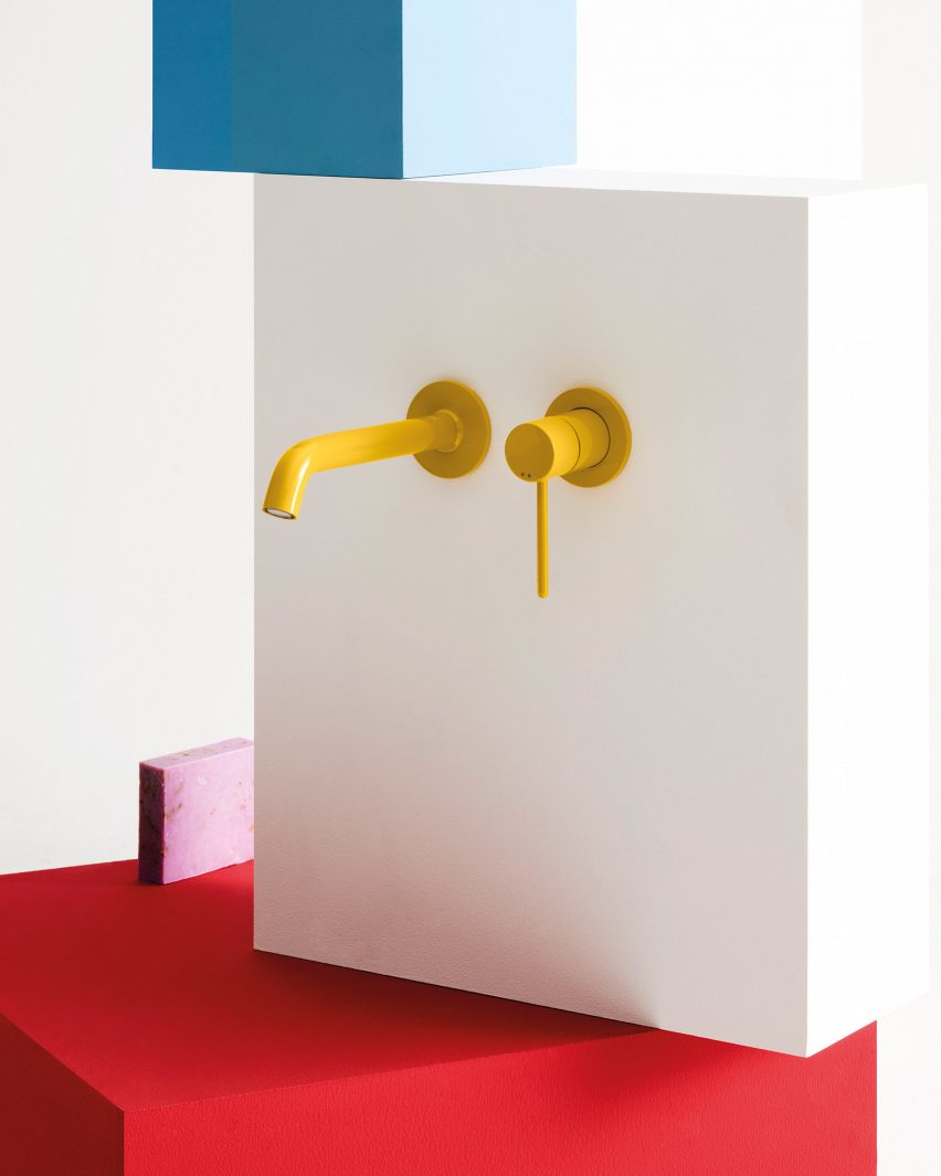 Yellow tap with a Pins handle by Inma Bermudez