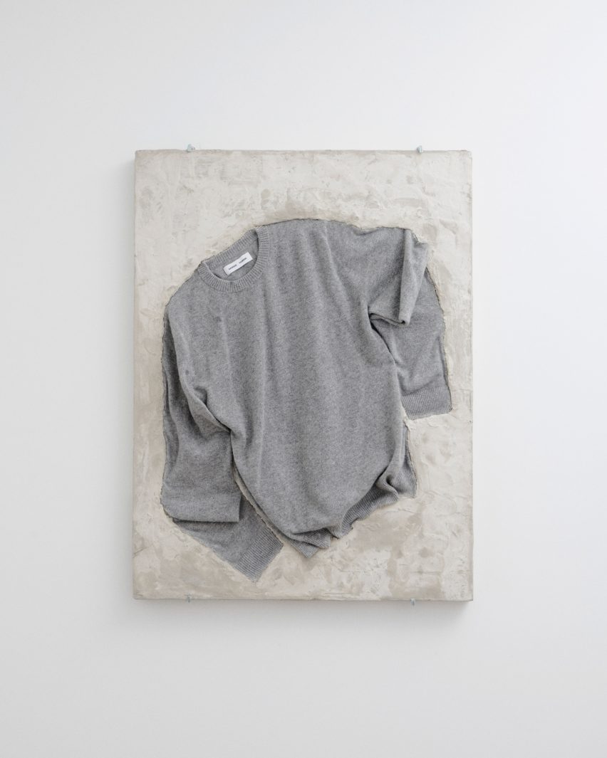 T-shirt artwork made from fabric and concrete