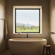 A bathtub with picture window