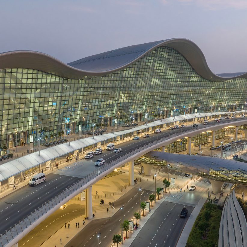 SOM tops Kansas City airport terminal with giant timber-clad canopy