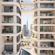 Sky bridges connecting the Vela Viento towers in Dubai by Foster + Partners