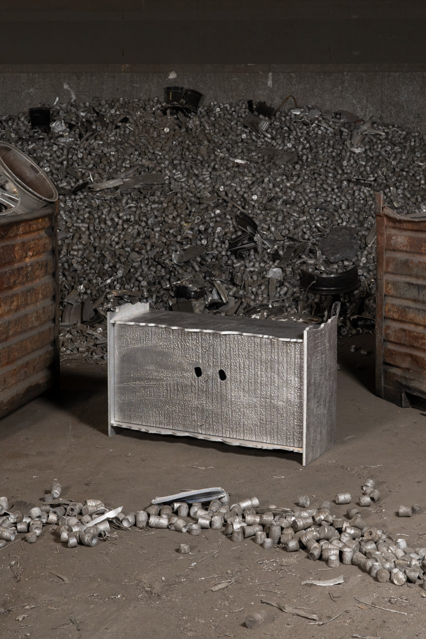Low sideboard made from aluminium by Studio ThusThat
