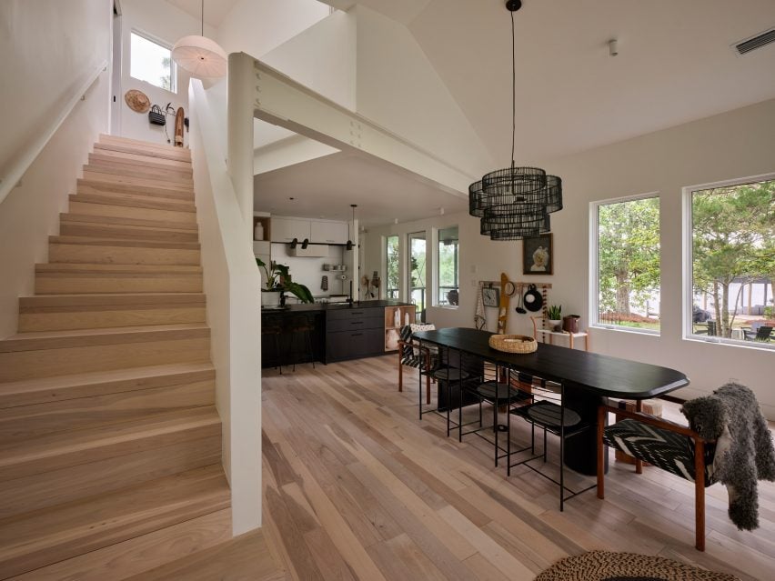 Staircase within Tall Architects-designed cabin