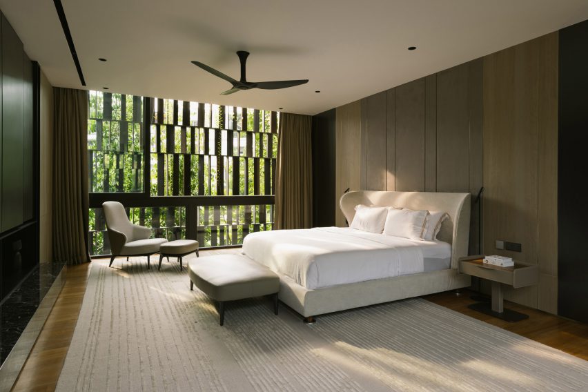 Bedroom interior within Singapore home by Wallflower Architecture + Design