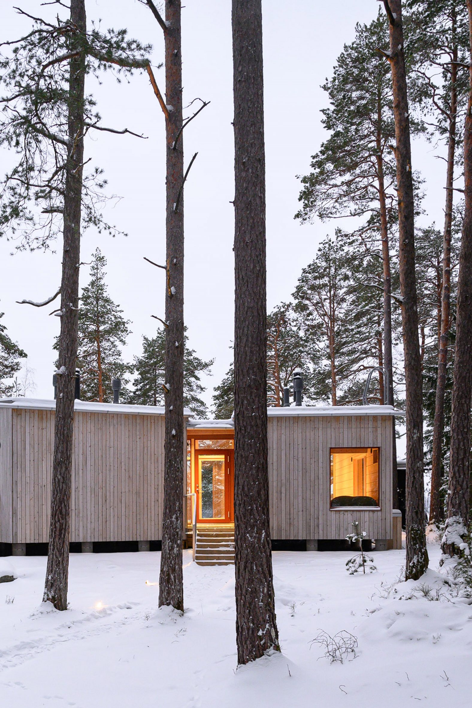 Timber exterior of Two Sisters holiday home in Finland