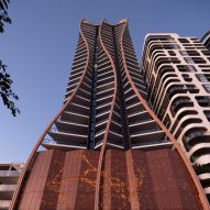 Woven timber "roots" frame Brisbane high-rise by Koichi Takada Architects
