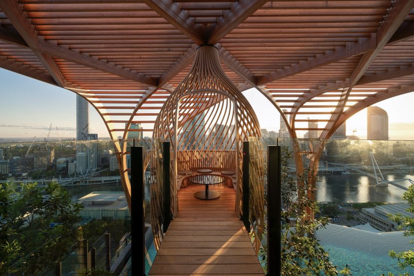 Pergola cocoons in Upper House by Koichi Takada Architects in Brisbane