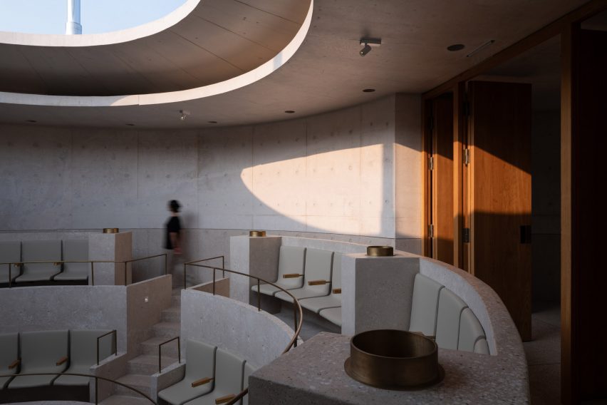 Seating and sound transmission tubes in The Chapel of Music in Aranya China