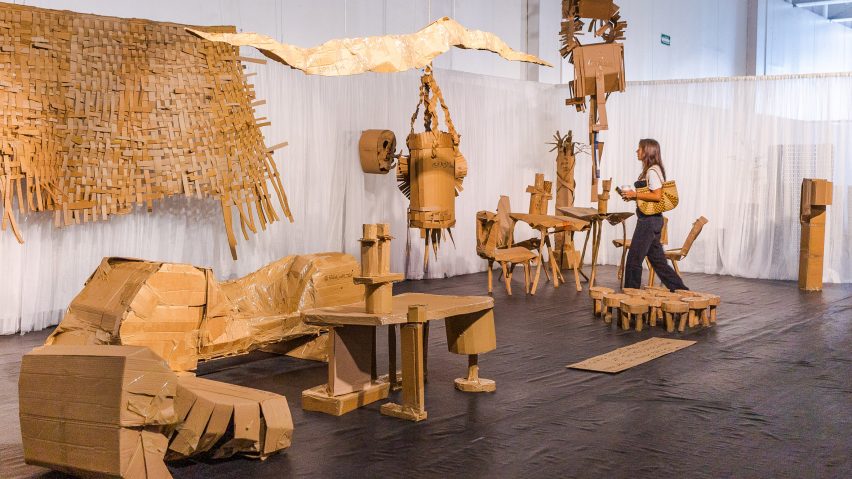 Cardboard furniture for Mexico City art week exhibition