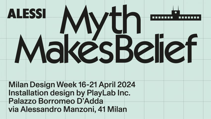 Graphic for Alessi's Myth Makes Belief exhibition