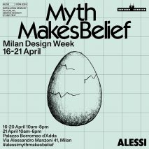 Graphic for Alessi's Myth Makes Belief exhibition