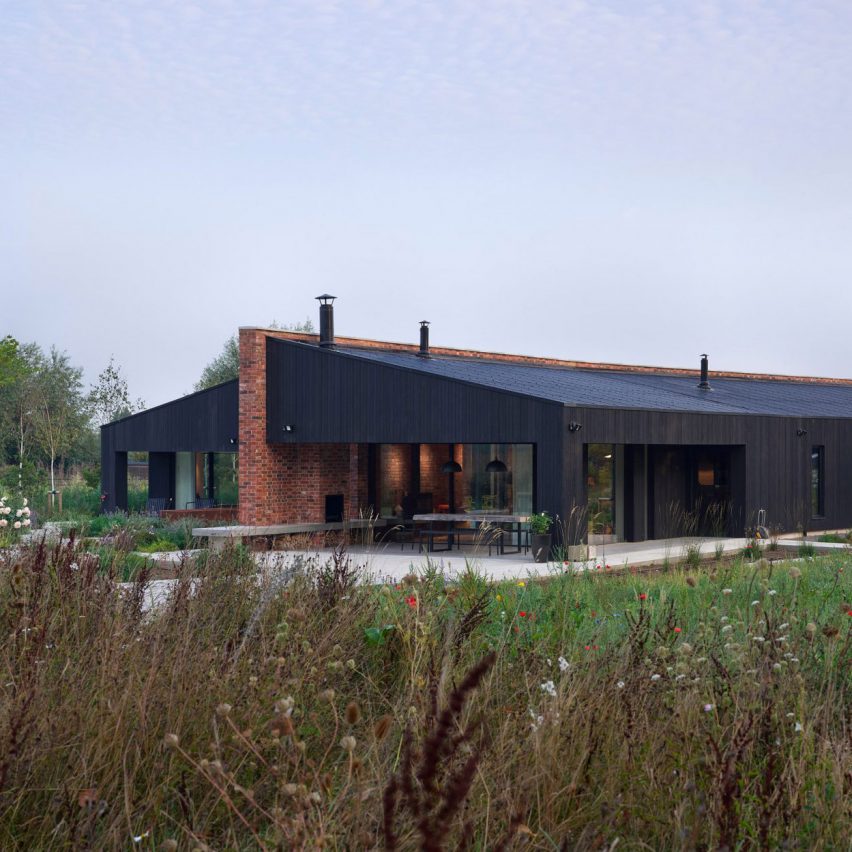 Exterior of charred-timber house