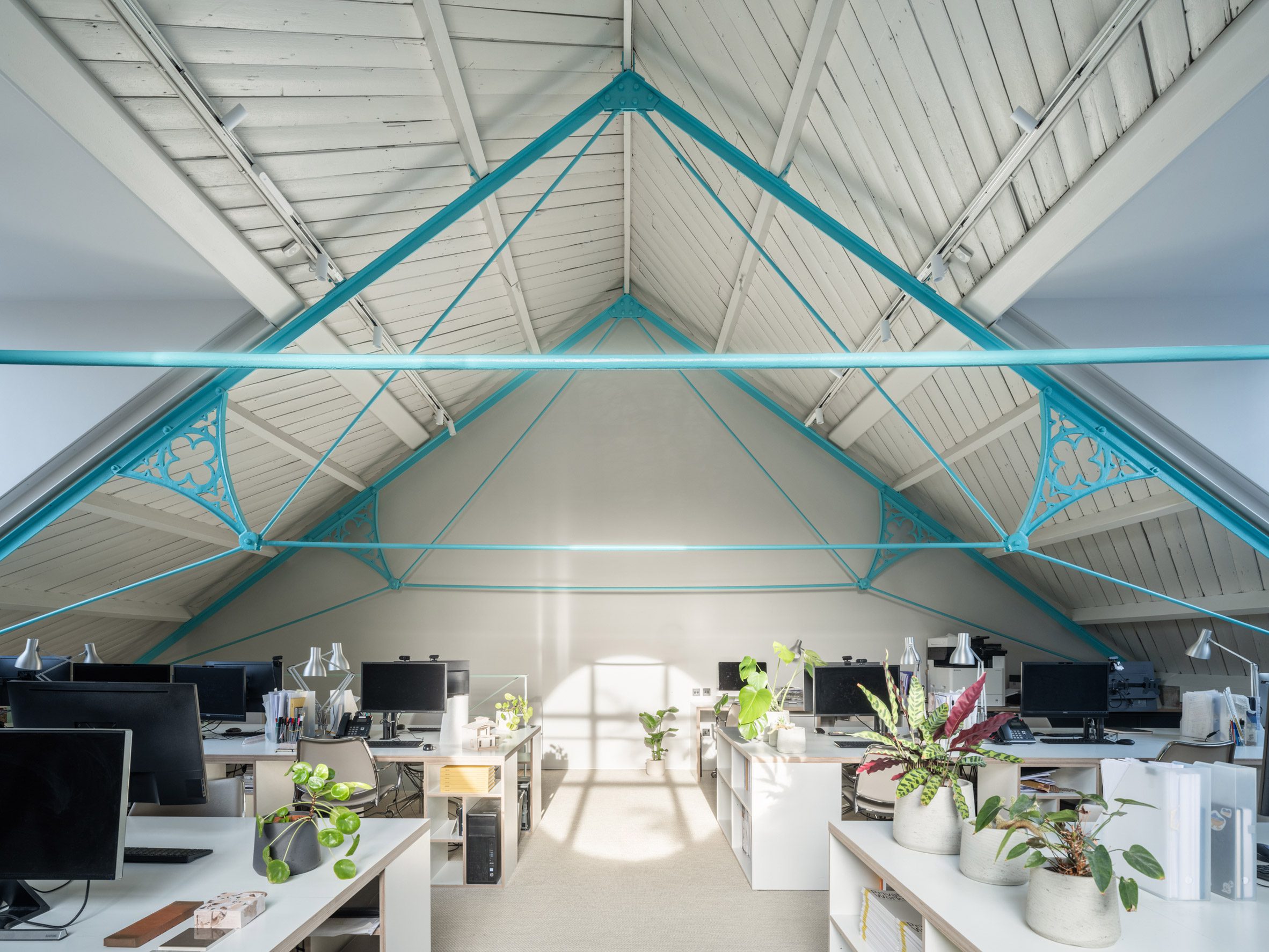 Victorian trusses on first floor of Addison Studios by Tigg + Coll Architects