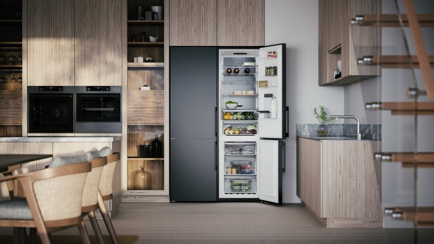 Photo of open fridge in a kitchen