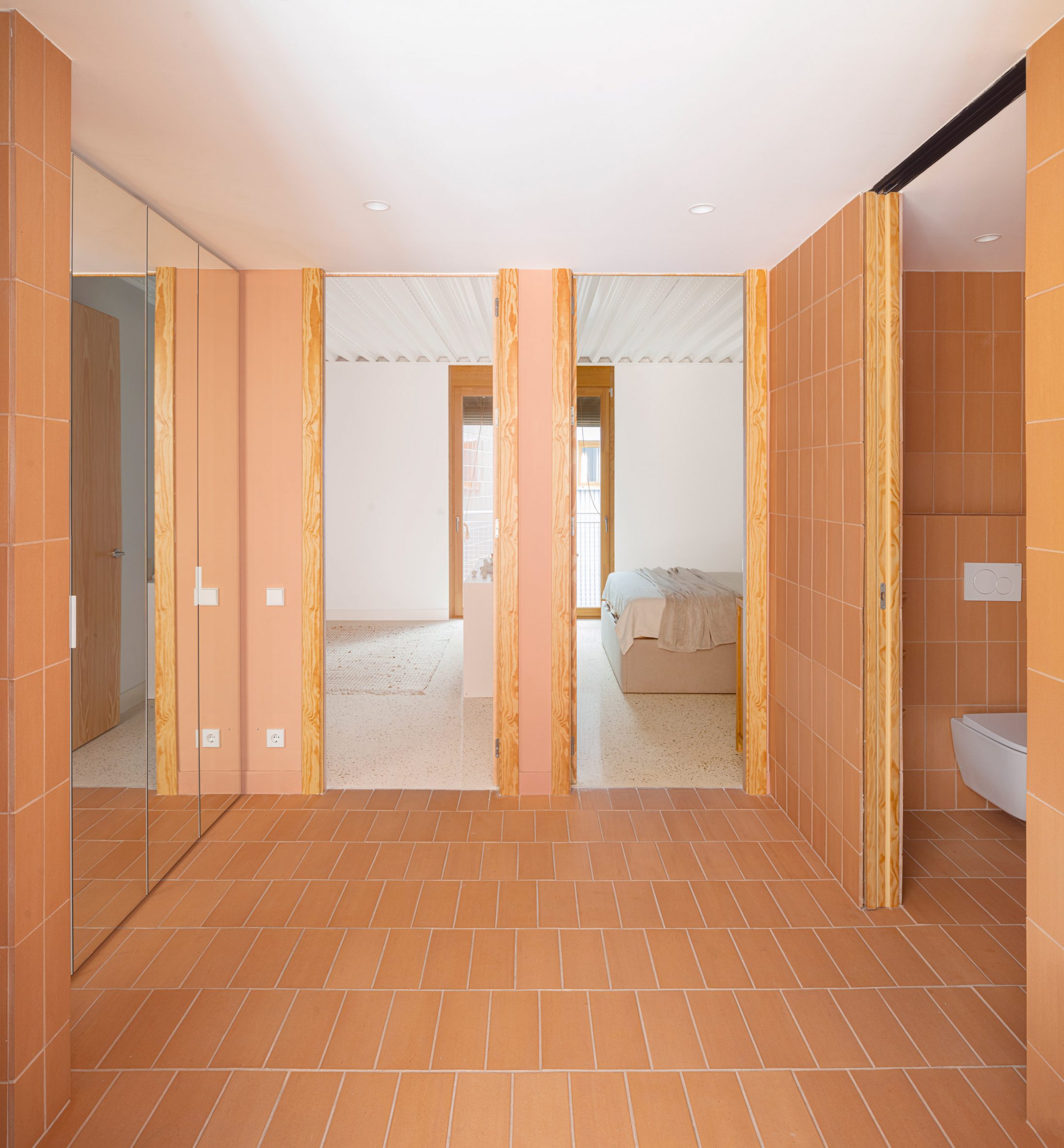 Bathroom interior within Churruca apartment block in Spain