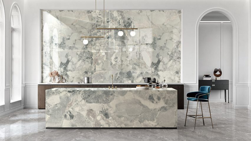 Endless Vein tiles by Kaolin in a kitchen