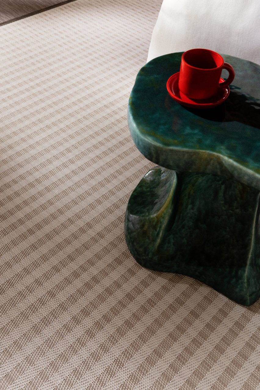 Duo graphic flooring by Bolon in a living room
