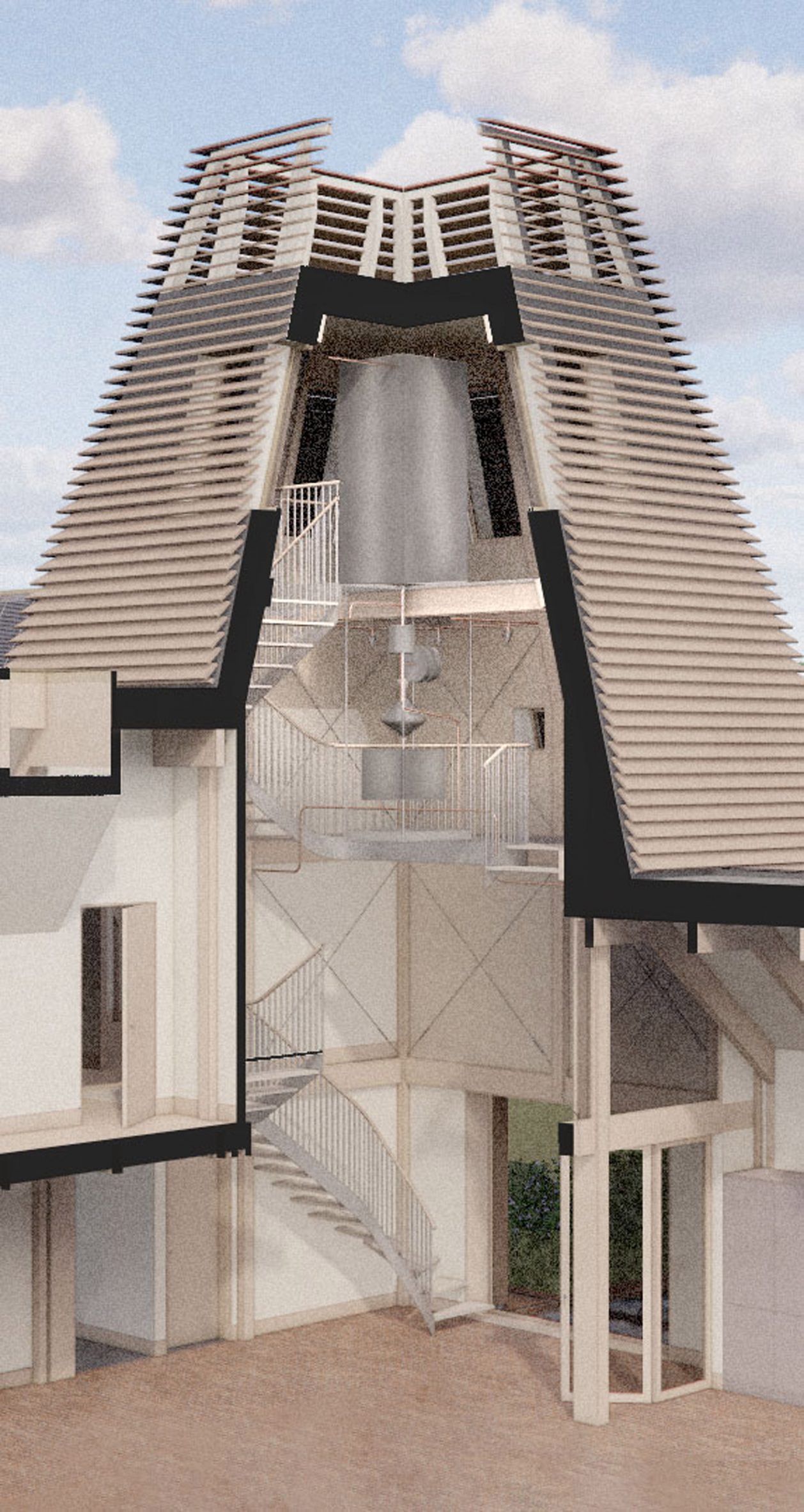 View of 'water tower' within Breach House by Studio Bark