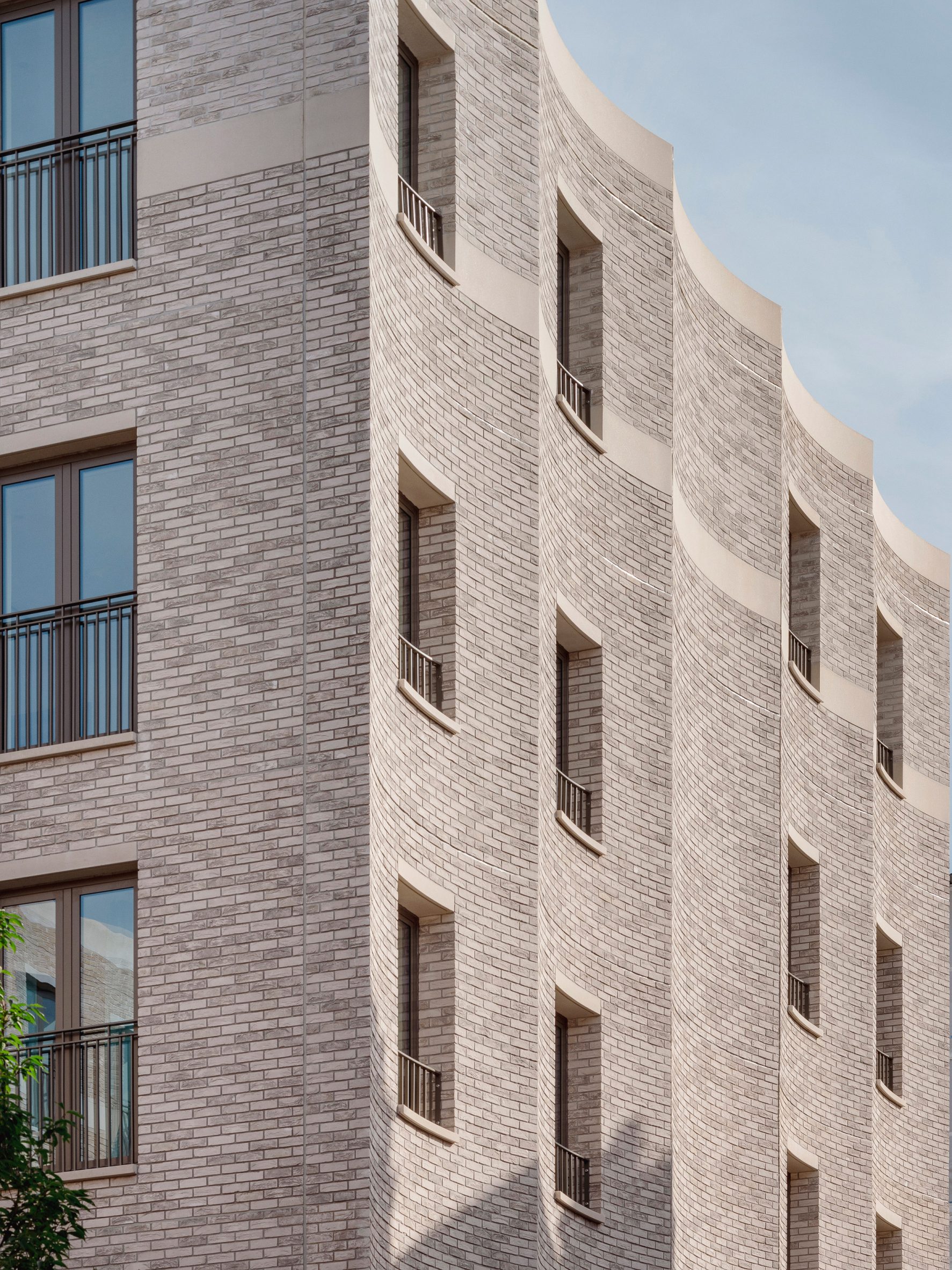 Fluted brick facade on London housing by Bell Phillips