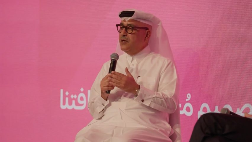Still image of Ibrahim Jaidah speaking on a panel at the Design Doha Forum