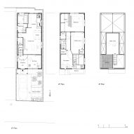 Plan drawings of House in Hattori-tenjin by Akio Isshiki Architects
