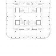 Residential floor plan of the Mori JP Tower by Pelli Clarke & Partners