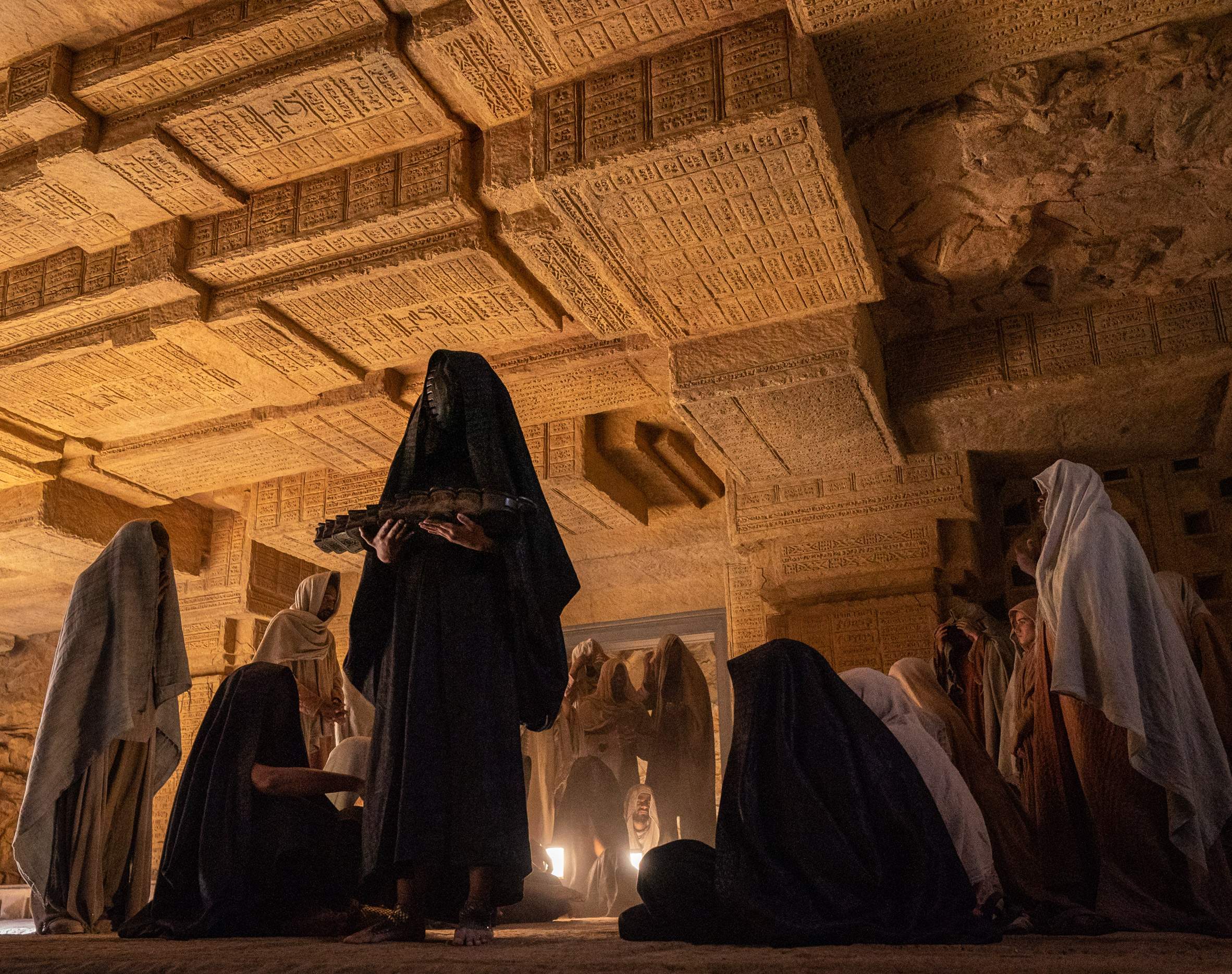 Actors inside a temple in Dune film