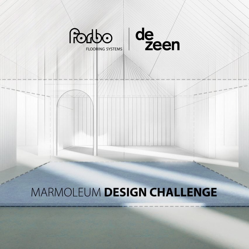 Dezeen and Forbo Flooring's Marmoleum Design Challenge graphic identity