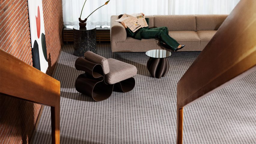 Duo graphic flooring by Bolon in a living room