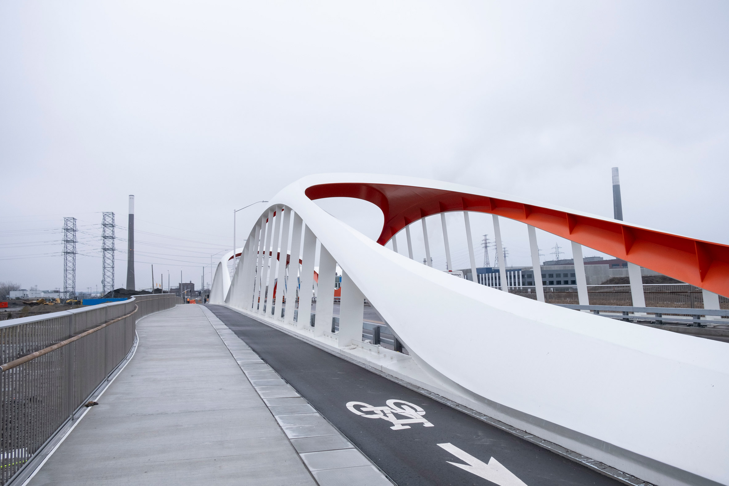 White bridge with bikelane
