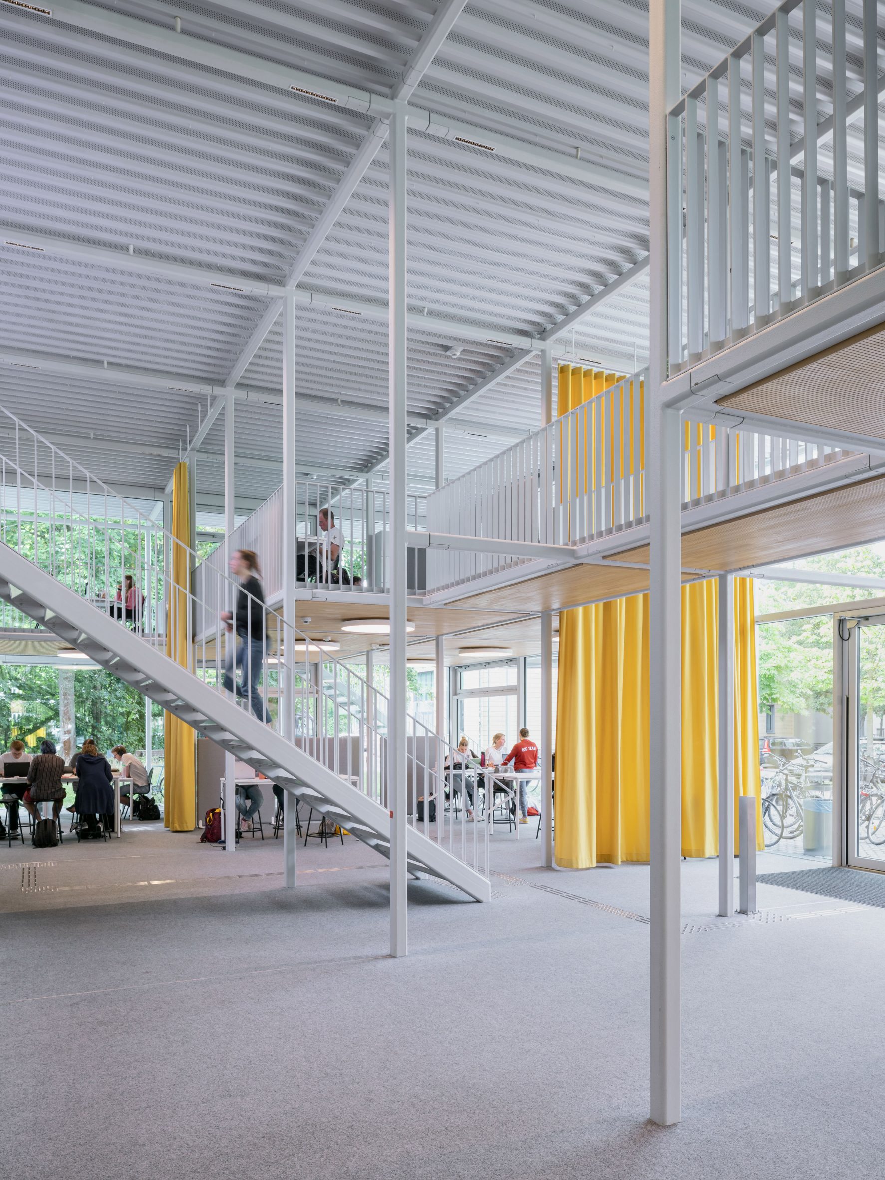 Interior modular configuration of The Study Pavilion at TU Braunschweig by Gustav Düsing and Max Hacke in Germany